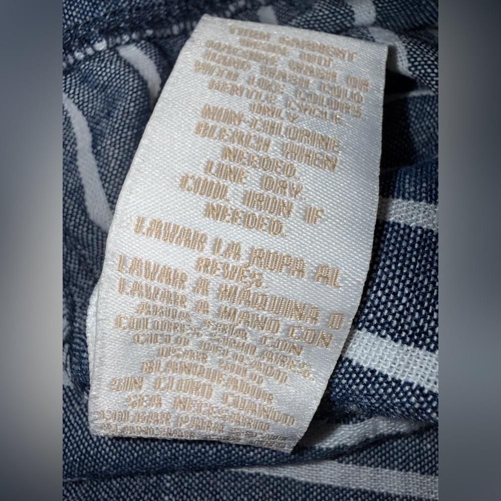 Hope & Harlow Maritime Blue White Striped Chambray Pants Beach Summer Resort - Picture 8 of 8